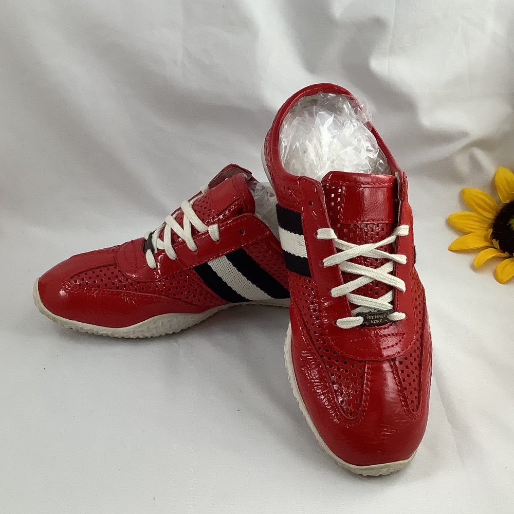 Michael Kors Leather Running Sneakers Red 7.5